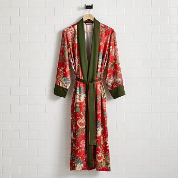 Pottery Barn Dahlia Floral Print Kimono Robe  With Pockets